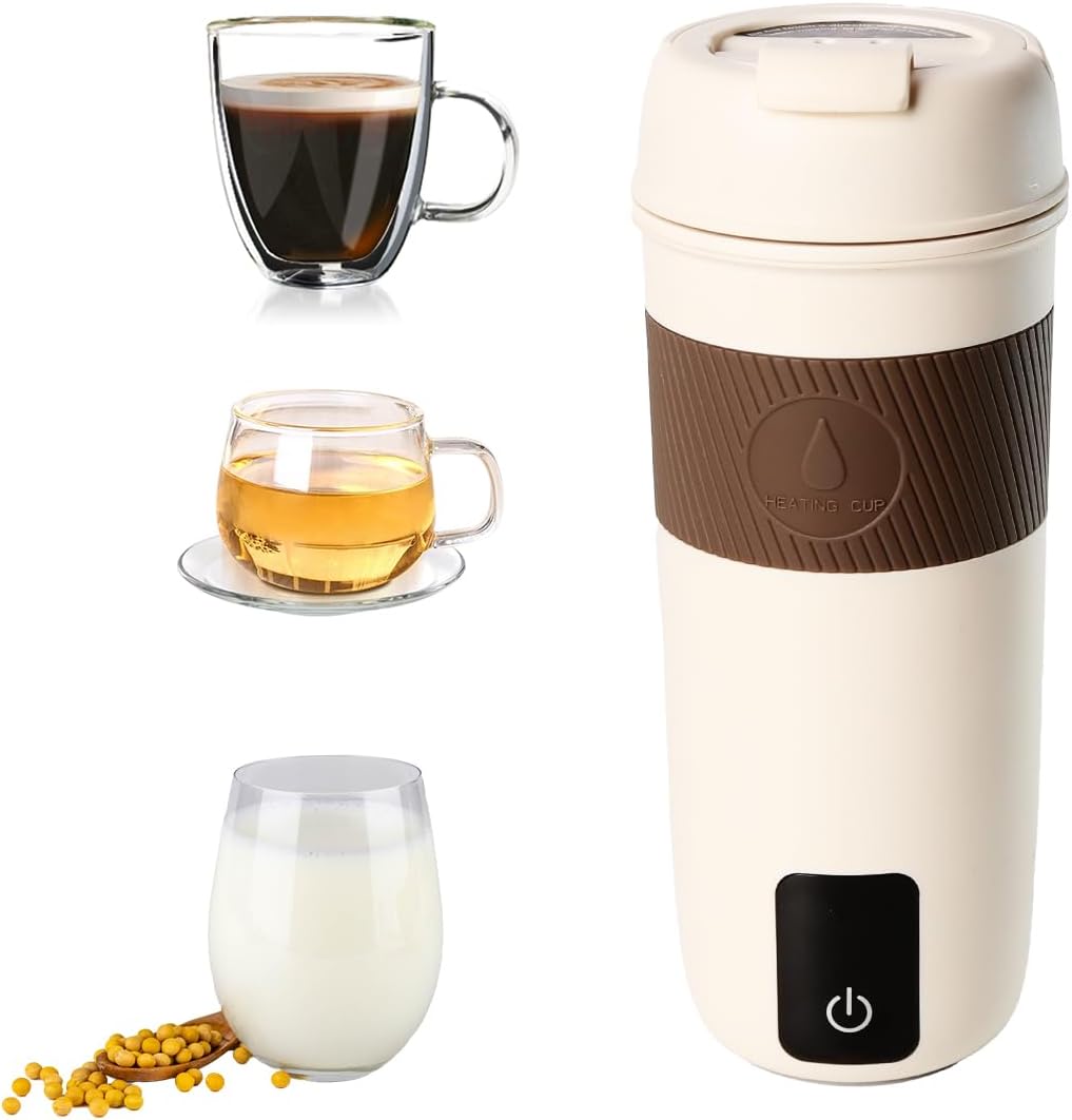 Besmall 350ml Reisewasserkocher Klein, 4-Temperatur Wasserkocher für Unterwegs Doppelschicht 304 Ede
