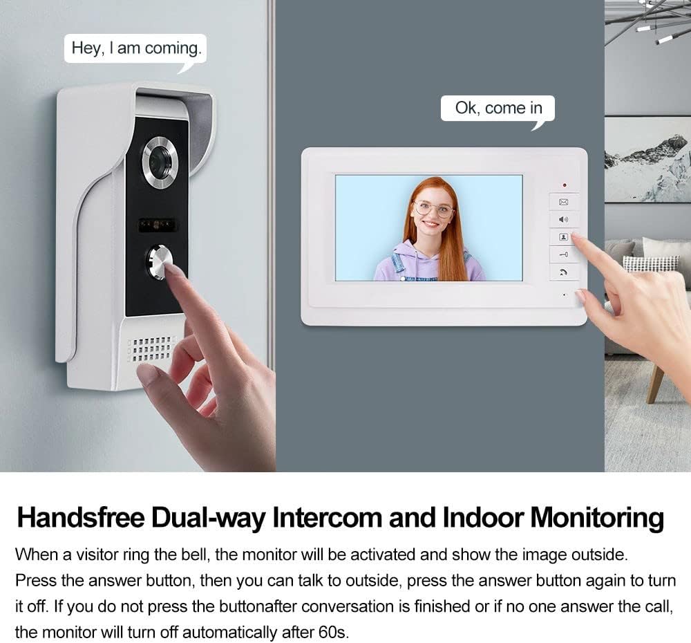 YiToo 7" Video Intercom verdrahtetes Home Video Tür Telefon Türklingel System EIN Innenmonitor mit E