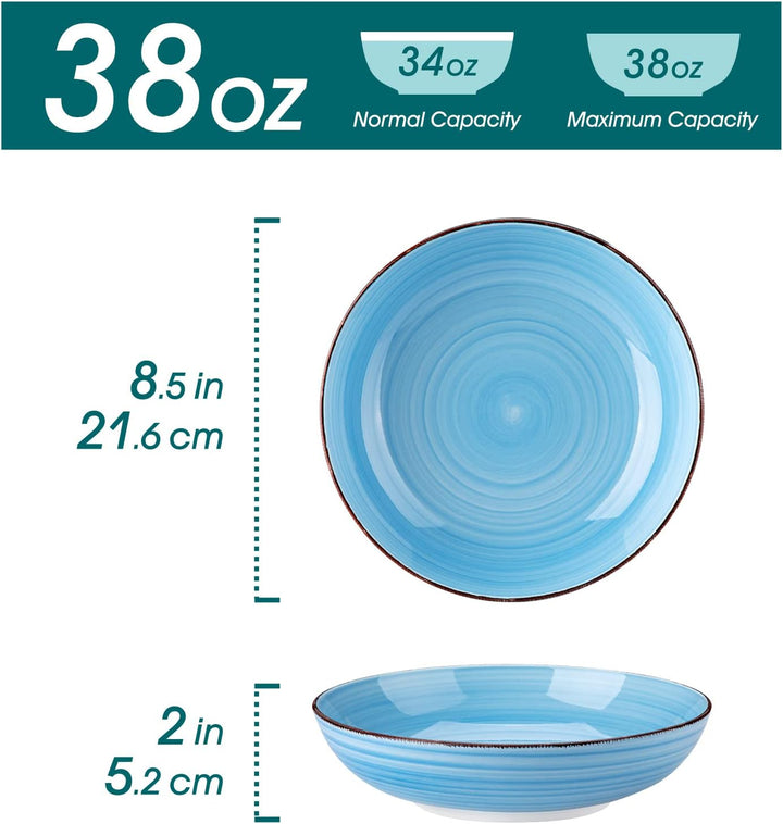 vancasso Suppenschalen Steingut, Bonita Suppenteller 6er Set, Pastateller, Spaghetti Tiefteller, Nud
