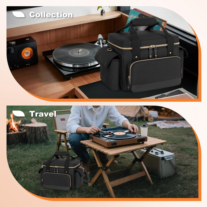 Damero 7-Zoll-Tasche für Schallplatten, Schallplatten Aufbewahrung Koffer für über 80 LP-Schallplatt