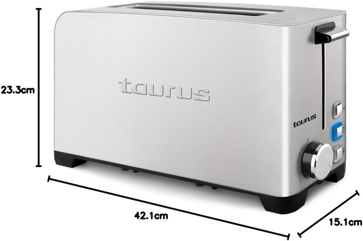 Taurus Mytoast Legend 45 mm breiter Schlitz-Toaster, Edelstahl, Grau Extra langer Schlitz 1, Extra l
