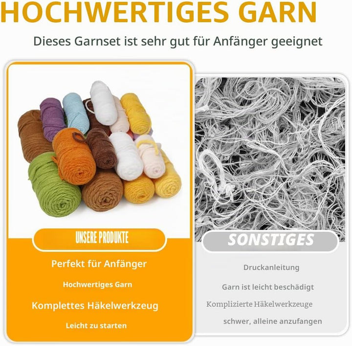 Keboyoe 2 Stück Tulpe Häkelset für Anfänger mit Video Anleitung, Häkeln für Anfänger Set, Diy Häkels