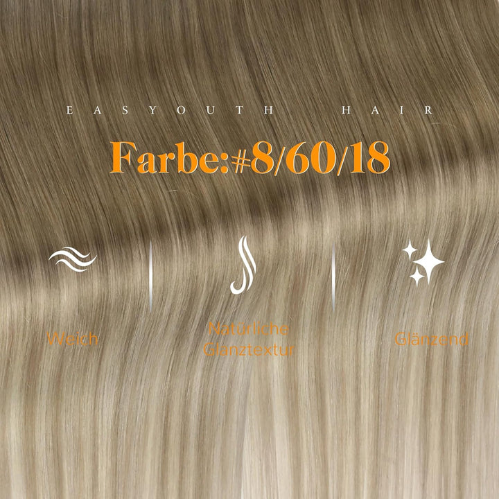 Easyouth Tape in Extension Echthaar Balayage Haar Extensions Tape Echthaar Farbe Aschbraun Mix Plati