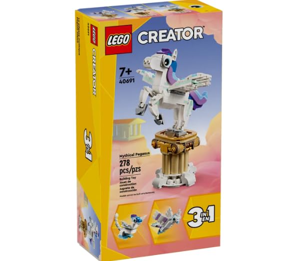 LEGO Creator Mythisches Pegaso, 3-in-1-Set zum Bauen, Spiele für Kinder, Mädchen, Jungen und Mädchen
