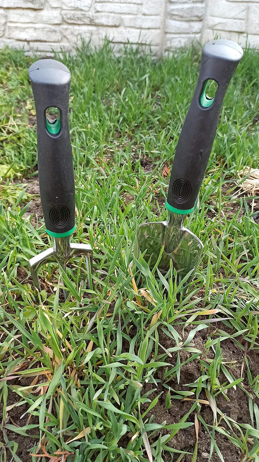 Gartenwerkzeug Pflanzset Gartengeräte Set aus Edelstahl Handrechen Handkelle Pfanzkelle Gartenhacke