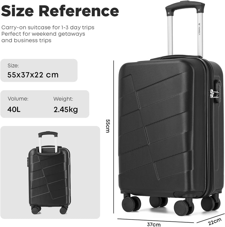 Koffer Suitcase, Kabinenkoffer, Trolley Reisekoffer, Handgepäck, Rollkoffer mit Zahlenschloss, 4 Rol