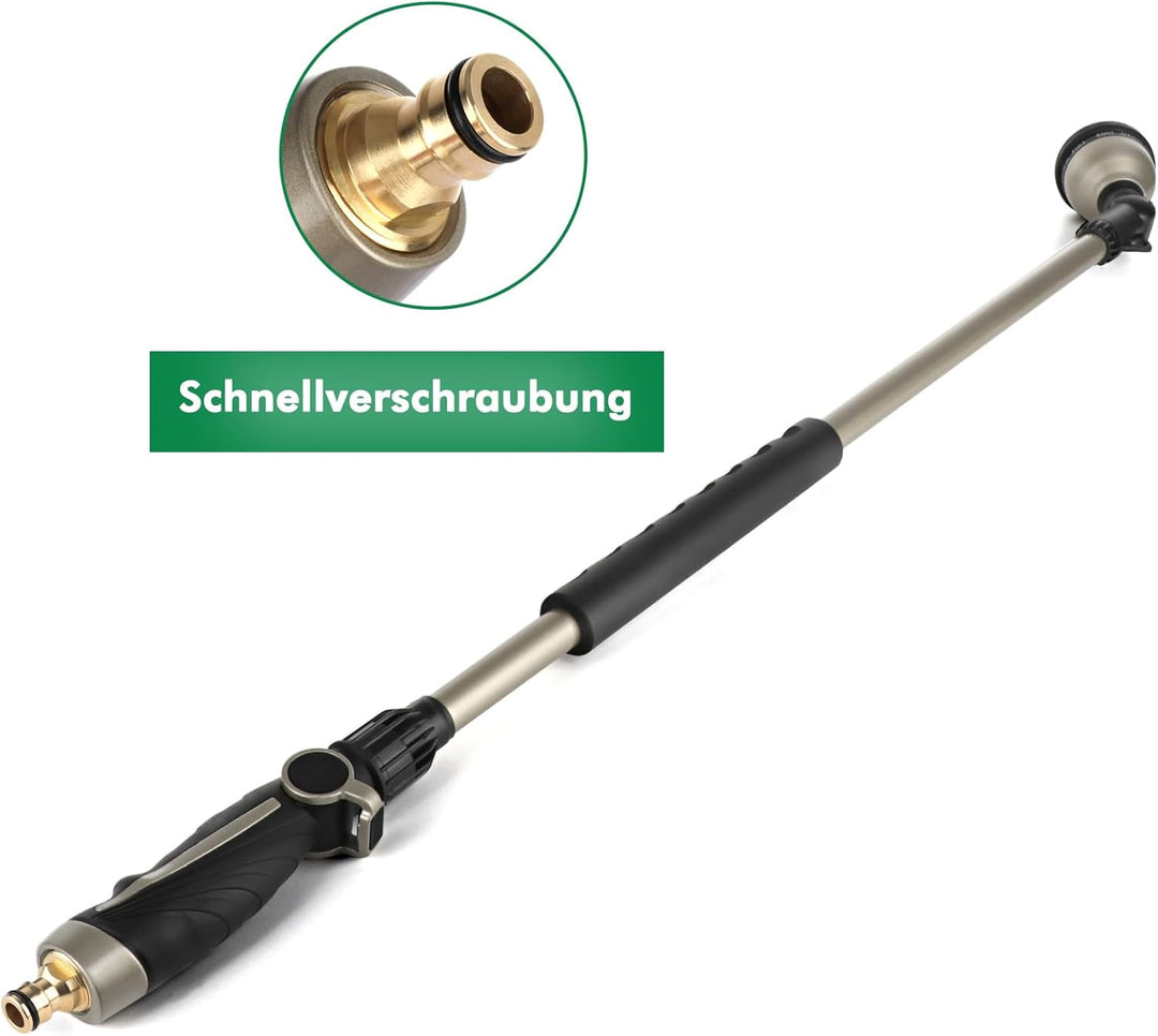 RESTMO 92 cm Untra Langer Giessstab, Gartenbrause Metall mit 180° schwenkbaren Kopf | 10 Sprühmuster
