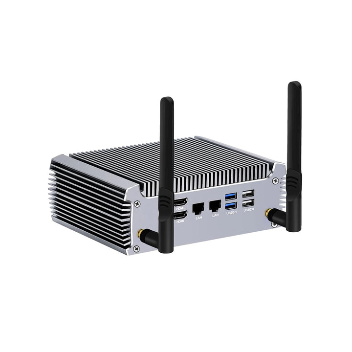 Lüfterloser Mini PC FU02 Ryzen 7 7730U Gaming Mini Computer Win11 Dual LAN Firewall Router 2*HDMI2.0