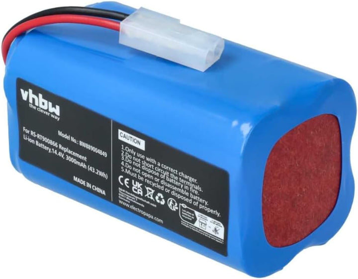 vhbw Akku kompatibel mit Rowenta Explorer 60, 20, 40, 50, 45 Saugroboter Blau (30000 mAh, 14,4 V, Li