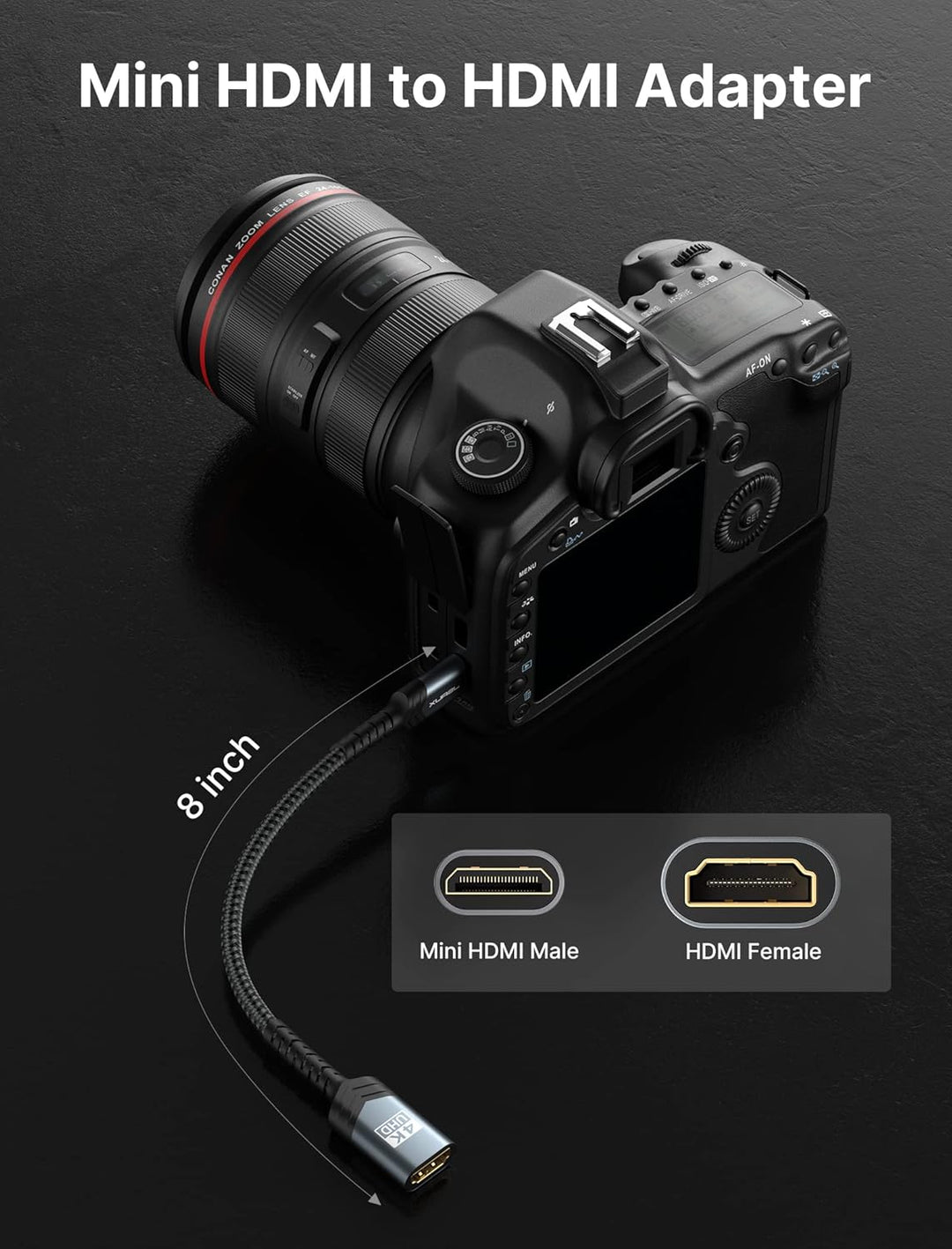 JSAUX Mini HDMI auf HDMI Adapter [2 Stück], Mini HDMI Stecker auf HDMI Buchse Adapter Kabel mit 4K 6