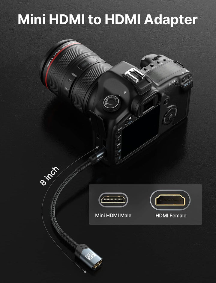 JSAUX Mini HDMI auf HDMI Adapter [2 Stück], Mini HDMI Stecker auf HDMI Buchse Adapter Kabel mit 4K 6