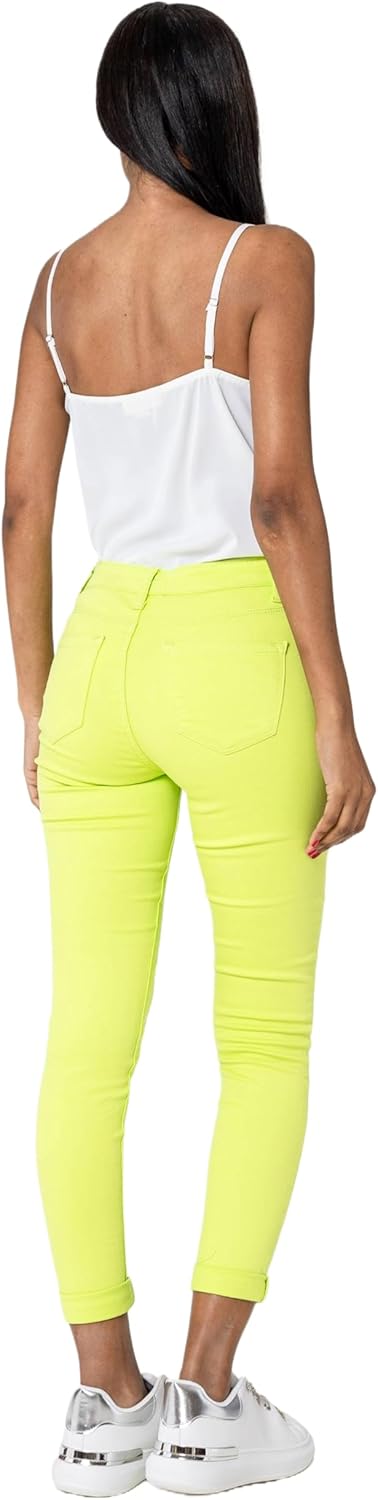 Nina Carter P056 Damen Jeanshosen Skinny Fit Jeans High Waist S Lime (P109-52), S Lime (P109-52)