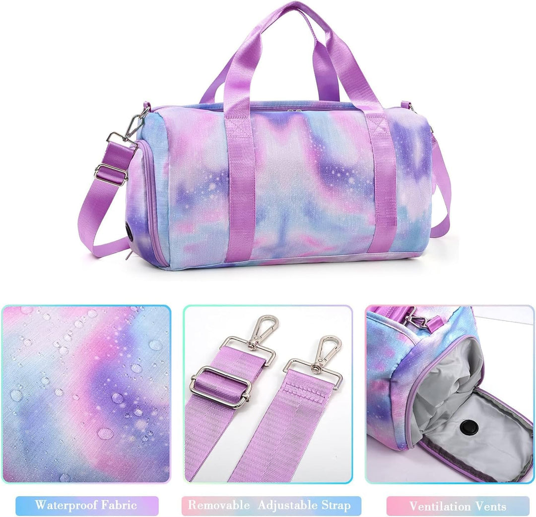 Kindersporttasche Reisetasche mit Schuhfach & Nassfach Schwimmtasche, Kinder Mädchen Reisetasche für
