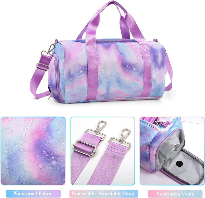 Kindersporttasche Reisetasche mit Schuhfach & Nassfach Schwimmtasche, Kinder Mädchen Reisetasche für