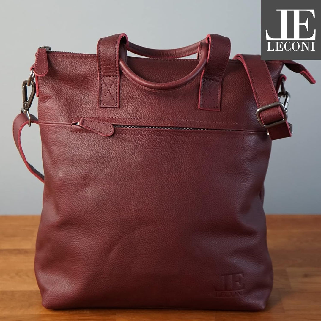 LECONI Schultertasche Henkeltasche Ledertasche für Damen echtes Leder Natur Shopper Lederhandtasche