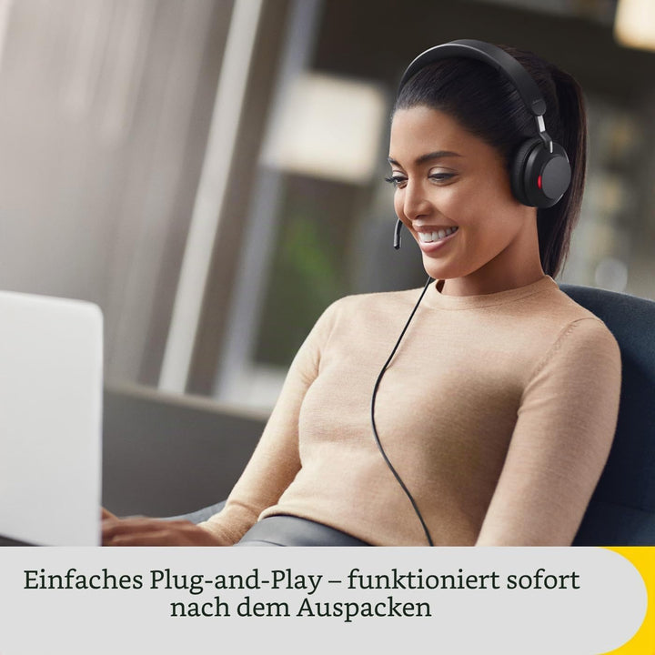 Jabra Evolve2 40 SE - Kabelgebundenes Stereo-Headset mit Geräuschunterdrückung und 3-Mikrofon-Techno