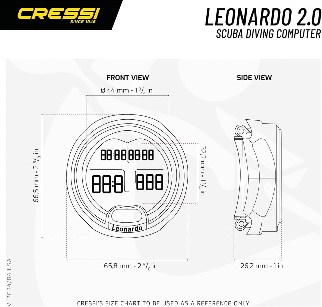 Cressi Leonardo - Premium Tauchcomputer Air / Nitrox und Tiefenmesser Modi - WEEE NR. DE 13961704 Sc