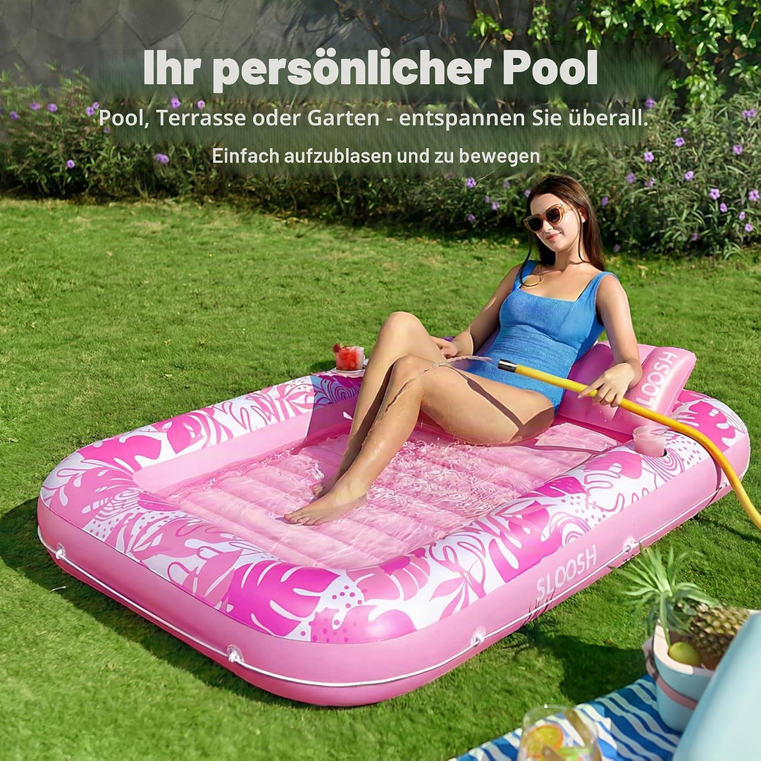 SLOOSH Aufblasbare Tanning Pool, 70" x 46"/ 85" x 57" Grosse aufblasbarer Luftmatratze für Erwachsen