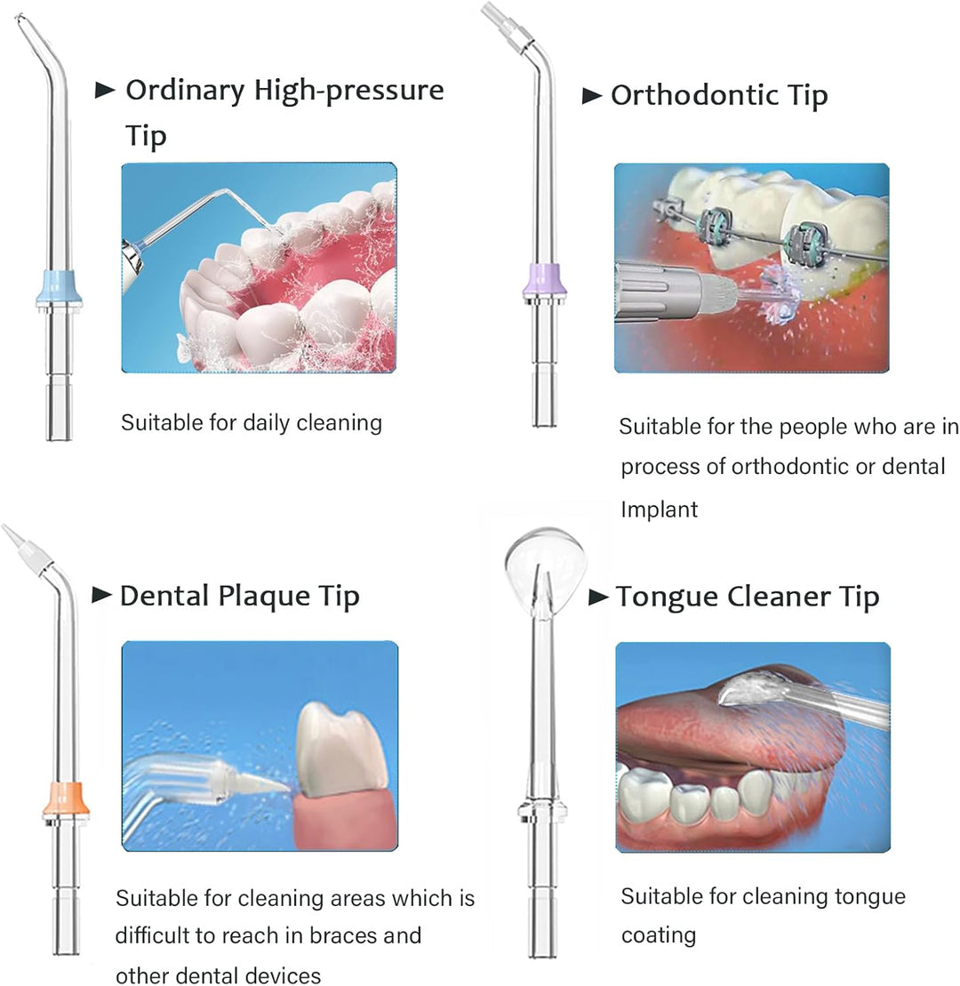 EVISTR Wasser Flosser für Zähne - Cordless Oral Irrigator 300ML 4 Jet-Tipps - Elektrische Wasser Zah