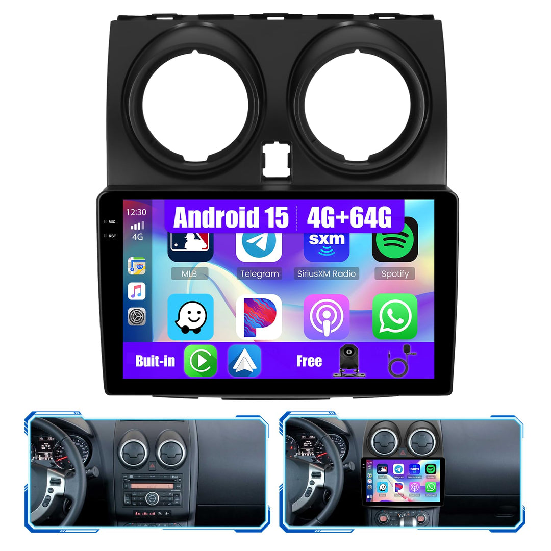 [4G+64G] Inefala Android 15 Autoradio für Nissan Qashqai J10 2006-2016 mit Wireless Carplay Android,