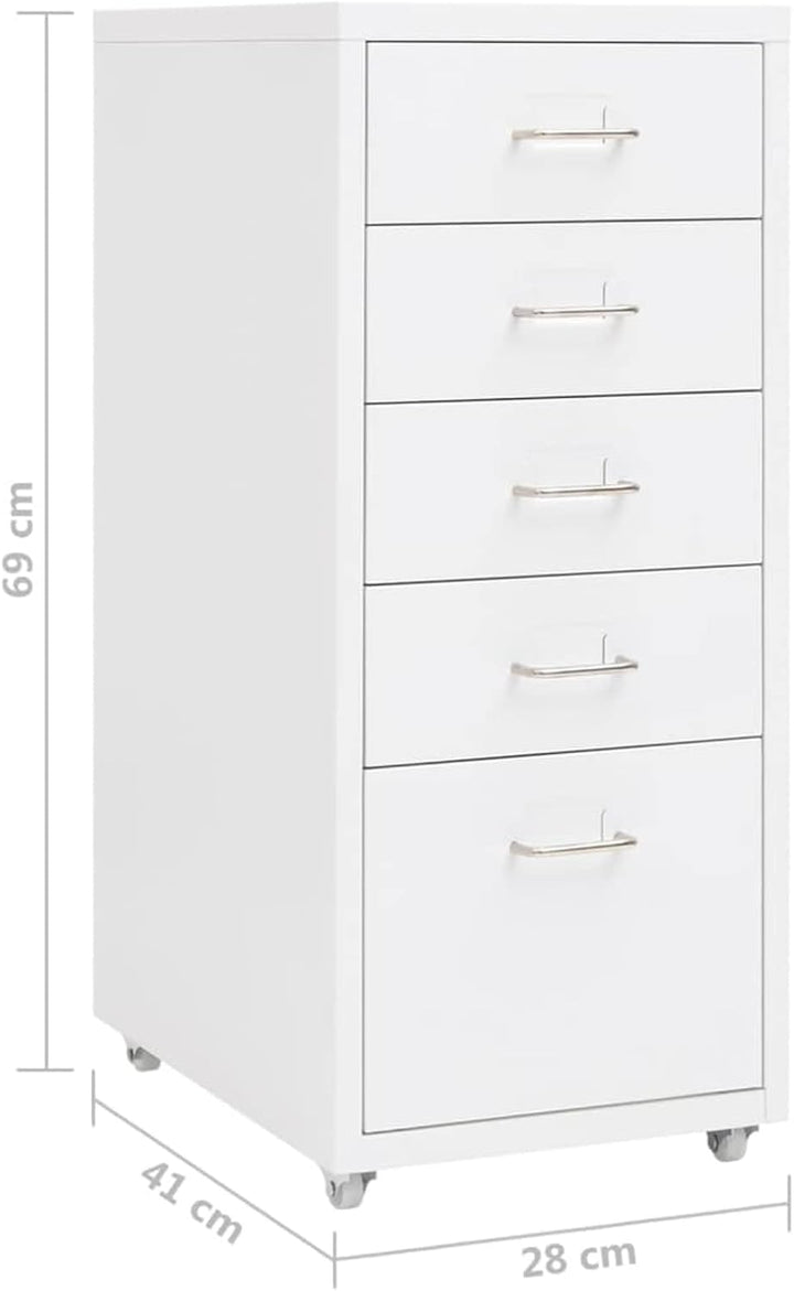 Tidyard Aktenschrank mit Rollen Rollcontainer Bürocontainer Schubladenschrank Büroschrank Metallschr