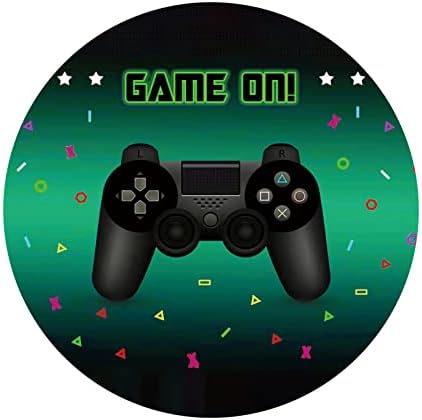 Aoihrraan 180cm Durchmesser Spiel auf rundem Hintergrund für Fotografie Schwarz Videospiel Gamepad L