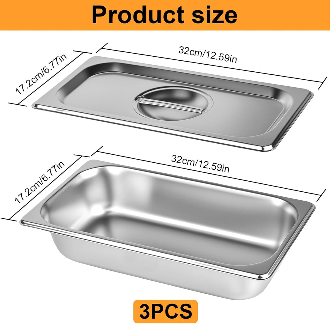 Panierschalen Set 3 Teilig, Panierstrasse Schnitze 32,5 x 17,5 x 6,5 cm, GN 1/3 Behälter, Rechteckig