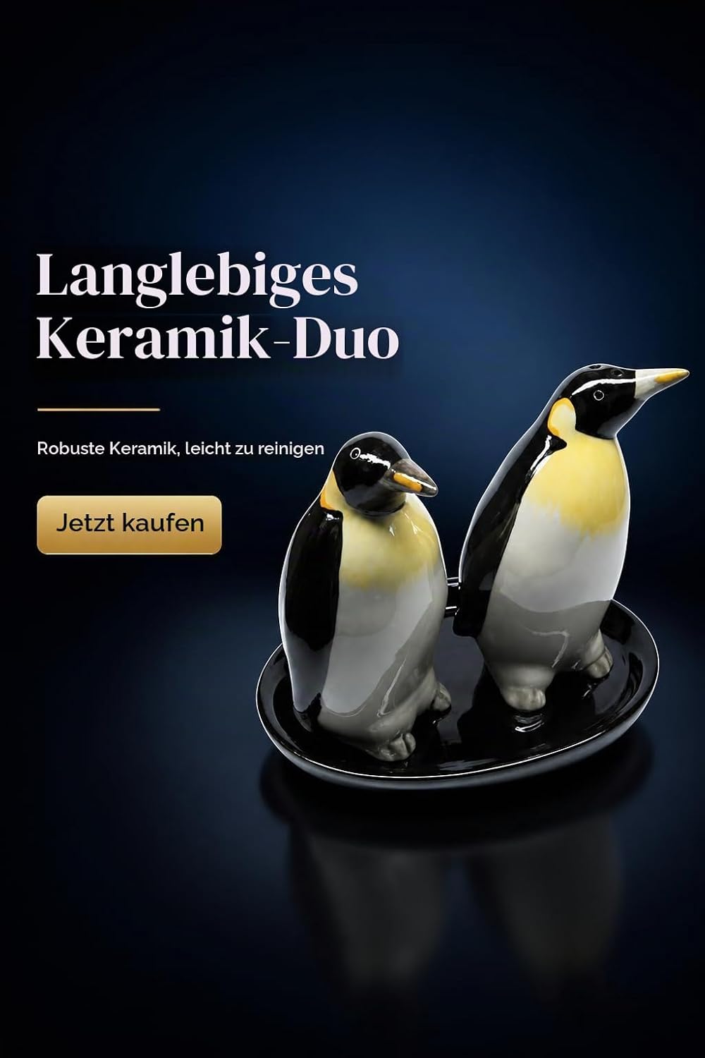 Keramik Salz- und Pfefferstreuer Set, Tiermotiv, Fauna, ca. 13 x 9 cm (Pinguine), Pinguine