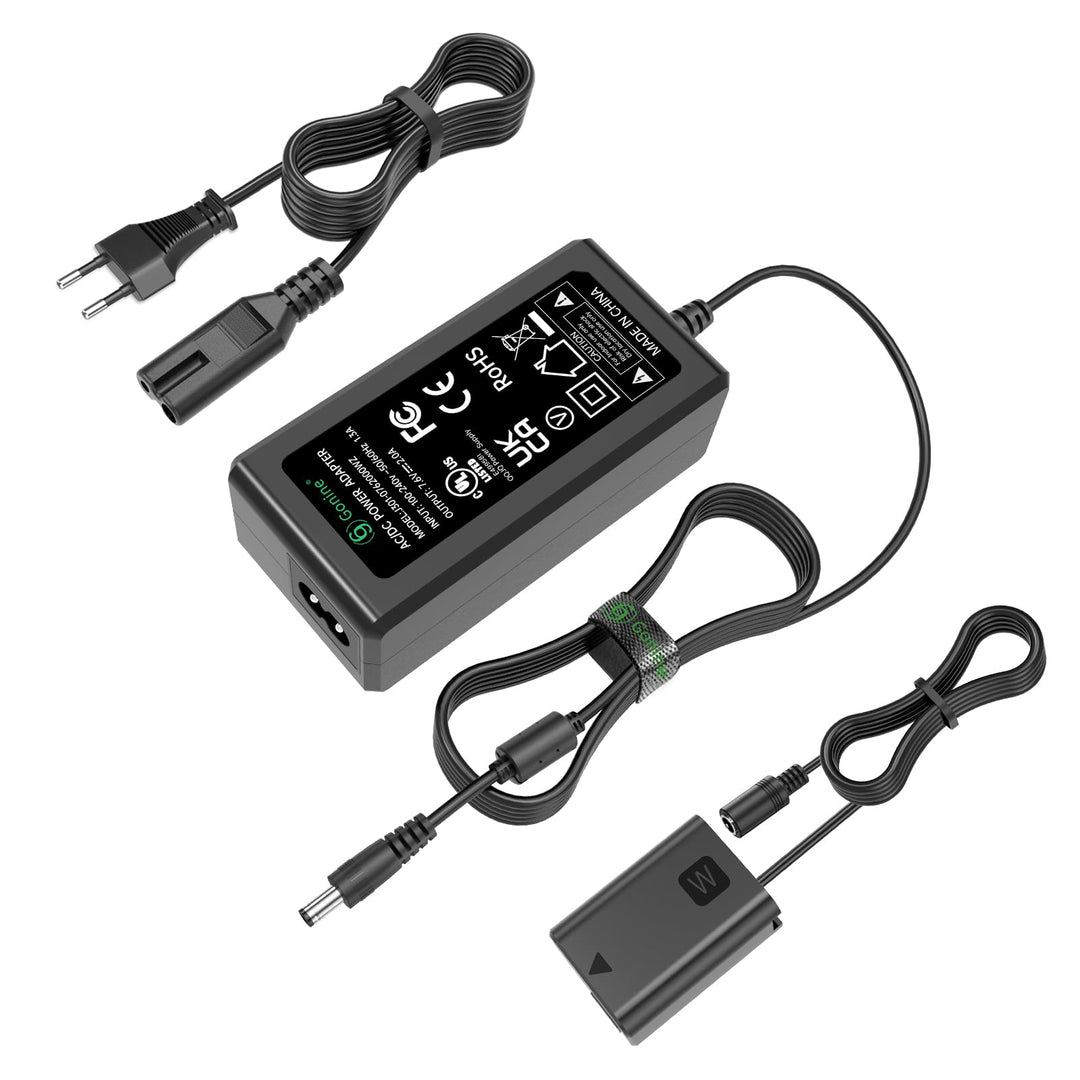 Gonine AC-PW20 Netzteil NP-FW50 Dummy Akku Kit für Sony Alpha ZV-E10 A7 A7R A7S A7II A7RII A7SII A65