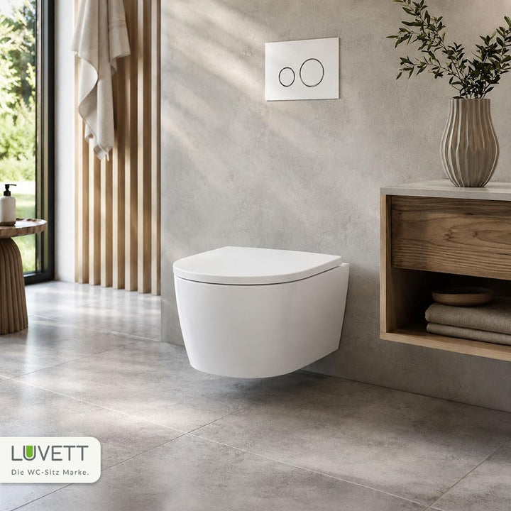 LUVETT® D350 Toilettendeckel mit Absenkautomatik D Form Weiss - SoftClose Klodeckel Abnehmbar - Klob