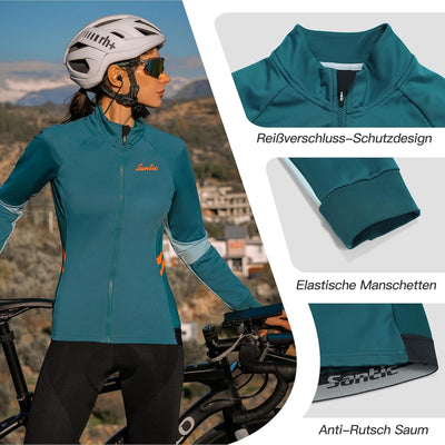 Santic Fahrradjacke Damen Winter Thermo Jacken Winddichte Laufjacke Leichte Atmungsaktiv Langarm Ref
