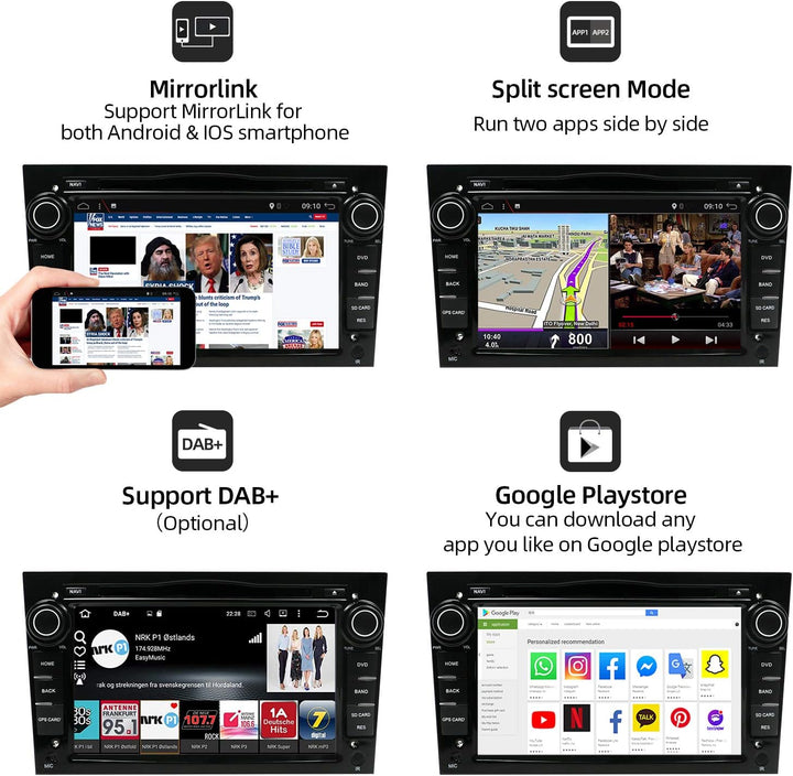 JOYX Android 10 Autoradio Passt für Opel Vauxhall/Antara/Astra/Zafira/Corsa/Meriva - Kamera Canbus K