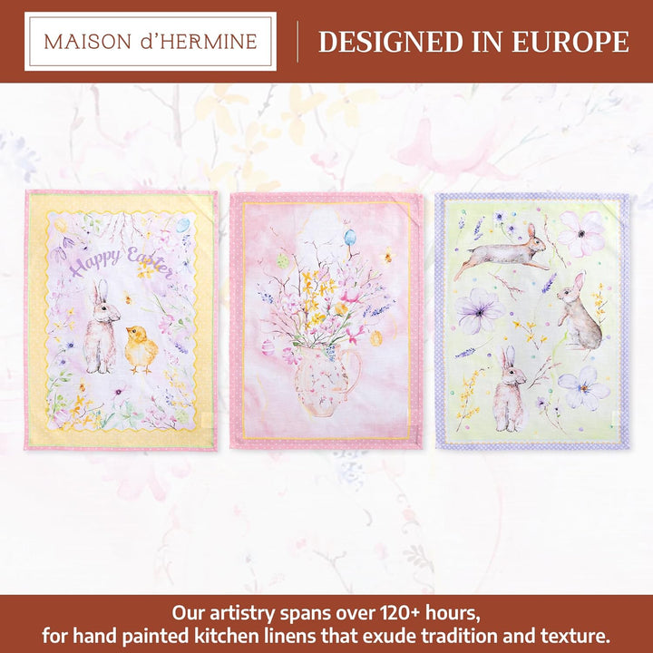 Maison d' Hermine Geschirrtuch, 100% Baumwolle Set von 3, Oster-Küchentuch, sehr saugfähig, vielseit