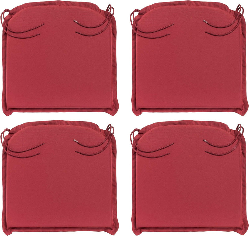 Traumnacht Komfort 4er Set Stuhlkissen/Sitzkissen Outdoor rot, Bezug abnehmbar, mit Eckbändern, 44 x