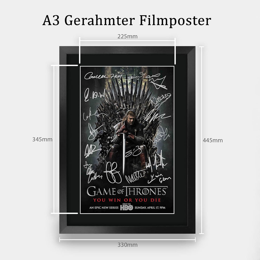HWC Trading Game of Thrones The Cast Gifts gedrucktes Autogramm für TV-Fans, A3 gerahmt