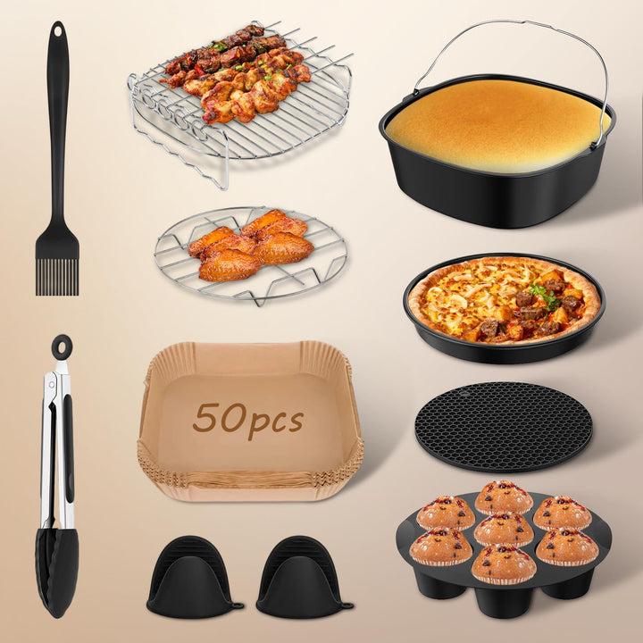 Heissluftfritteuse Zubehör Set für Cosori/Ninja, 5,5-6,4L, BPA-Frei, 11-Teilig