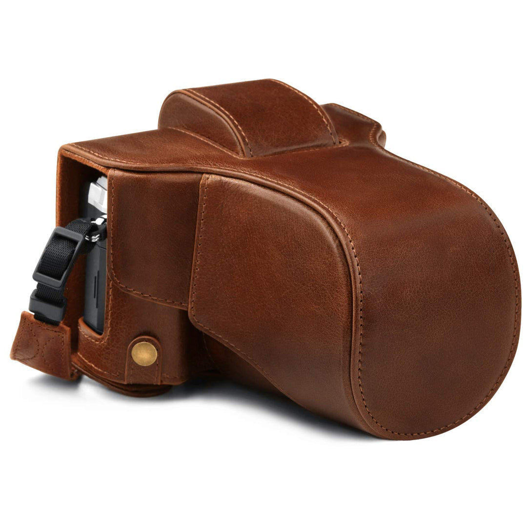 MegaGear Ever Ready MG1863 Kameratasche aus echtem Leder, kompatibel mit Olympus OM-D E-M5 Mark III