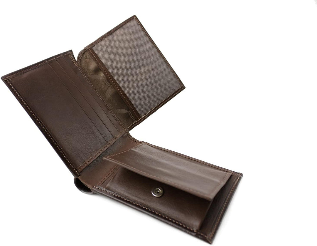 GIUDI ® Geldbörse Herren, Wiener Schachtel, Rindsleder, Mittel-Gross (Dunkelbraun/Sumpf), Dunkelbrau