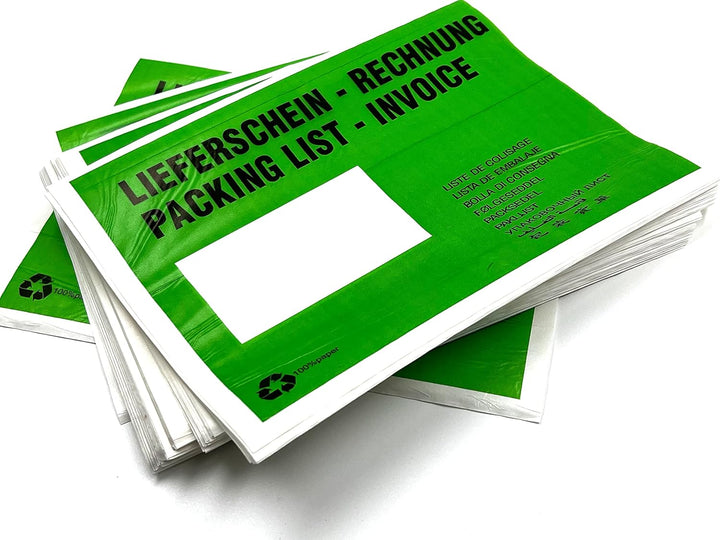 umschlag-discount – grüne Versandtaschen aus Papier für Lieferscheine, Rechnungen, Retourenscheine &