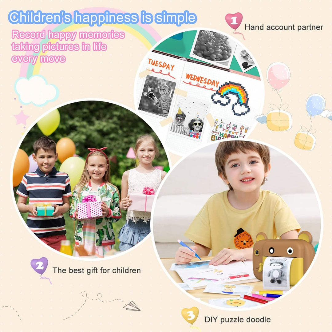 SUPBRO Kinderkamera 2.4 Zoll HD Bildschirm Print Sofortbildkamera 1080P mit 32GB TF Karte für 4 5 6