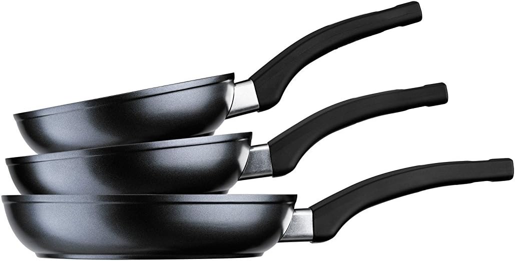 BRA Design | Set mit 3 Bratpfannen aus geschmiedetem Aluminium mit Antihaftbeschichtung, 18|22|26 cm