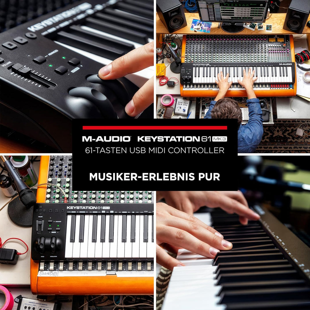 M-Audio Keystation 61 MKIII - Kompakter 61-Tasten MIDI Keyboard Controller mit zuweisbaren Reglern,