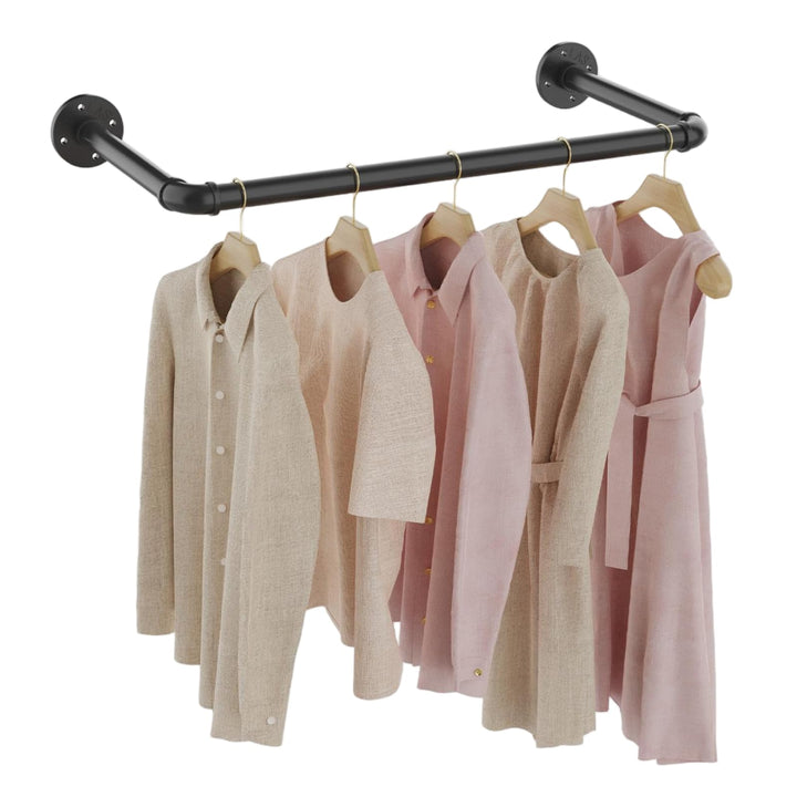 Industrierohr Kleiderstange, 54 cm Kleiderständer für die Wand, Kleidergestell Garderobenhalter, Gar