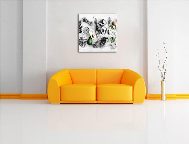 Pixxprint Gemüse und Obst Vielfalt als Leinwandbild/Grösse: 70x70 cm/Wandbild/Kunstdruck/fertig besp