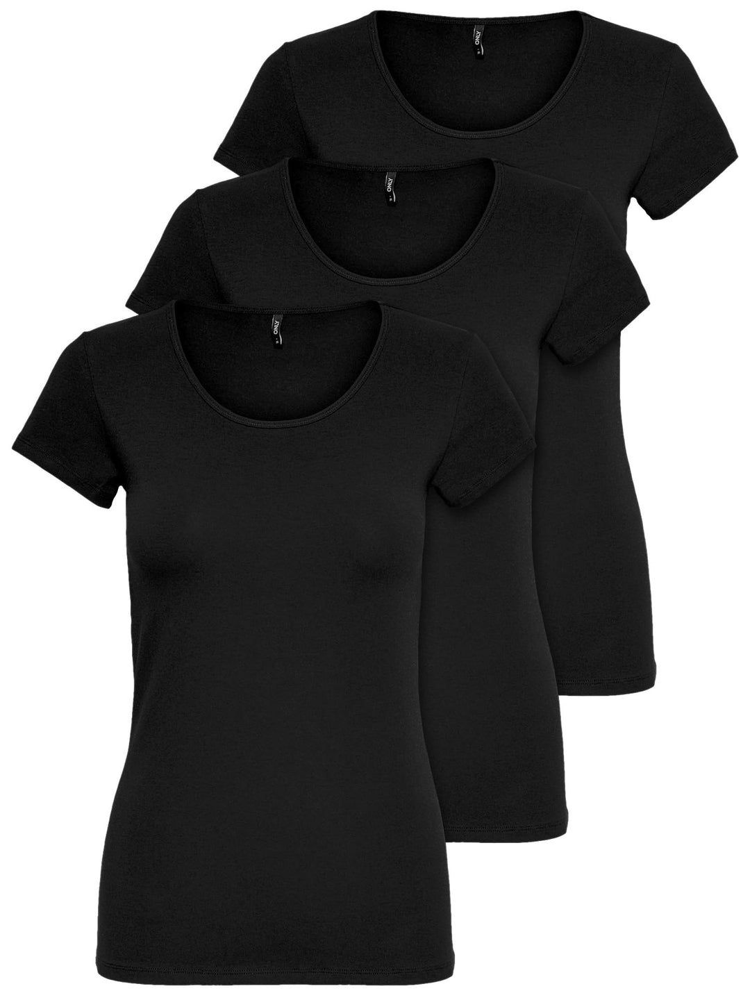 ONLY 3er Pack Damen T-Shirt schwarz oder weiss Kurzarm lang Basic Sommer T-Shirts XS S M L XL 152091