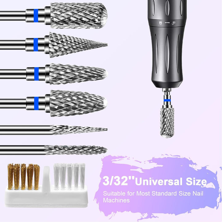 CGBE Nagelfräser Aufsätze Bits für Nagelfräser: 6 Stück Fräser Bits Schleifköpfe Hartmetall Maschine