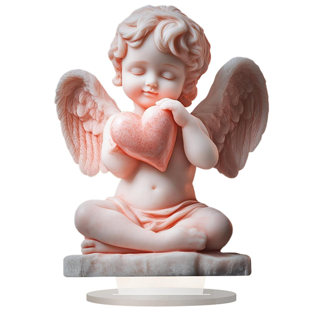 Engel-Dekoration, 2D-Acryl-Ständerfigur, detailliertes Amor-Dekor, das Herz-Engel-Ornamente mit Sock