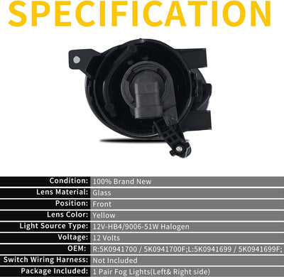 TOPTHAN Set 2X Nebelscheinwerfer für VW Golf VI Cabriolet (517) Golf VI (5K1/AJ5) Golf Plus (5M1/521