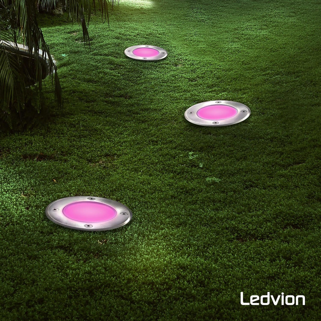 Ledvion - SMART LED Einbauleuchte Rund, RGBWW, IP67, 1m Kabel, Aussenbeleuchtung, Terrassenbeleuchtu