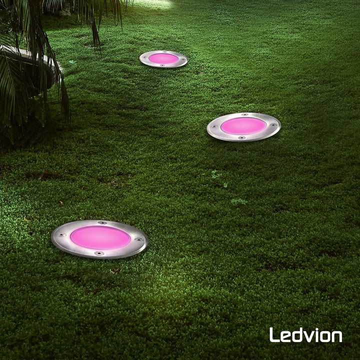 Ledvion - SMART LED Einbauleuchte Rund, RGBWW, IP67, 1m Kabel, Aussenbeleuchtung, Terrassenbeleuchtu